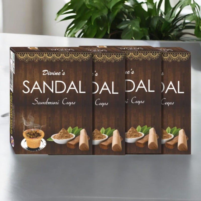 Divines Divines Sandal Premium Sambrani Dhoop Cups Pack of 4 12 Cups in Each Box Ascension Sambrani Dhoop Cups Elevating Your Spirit with Sacred Fragrance Sandal  - Image 5