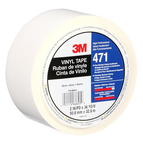 3M Vinyl Tape 471, 2 in x 36 yd, White, 1 Roll, Paint Alternative for Floor Marking, Social Distancing, Color Coding, Safety Marking - Image 1