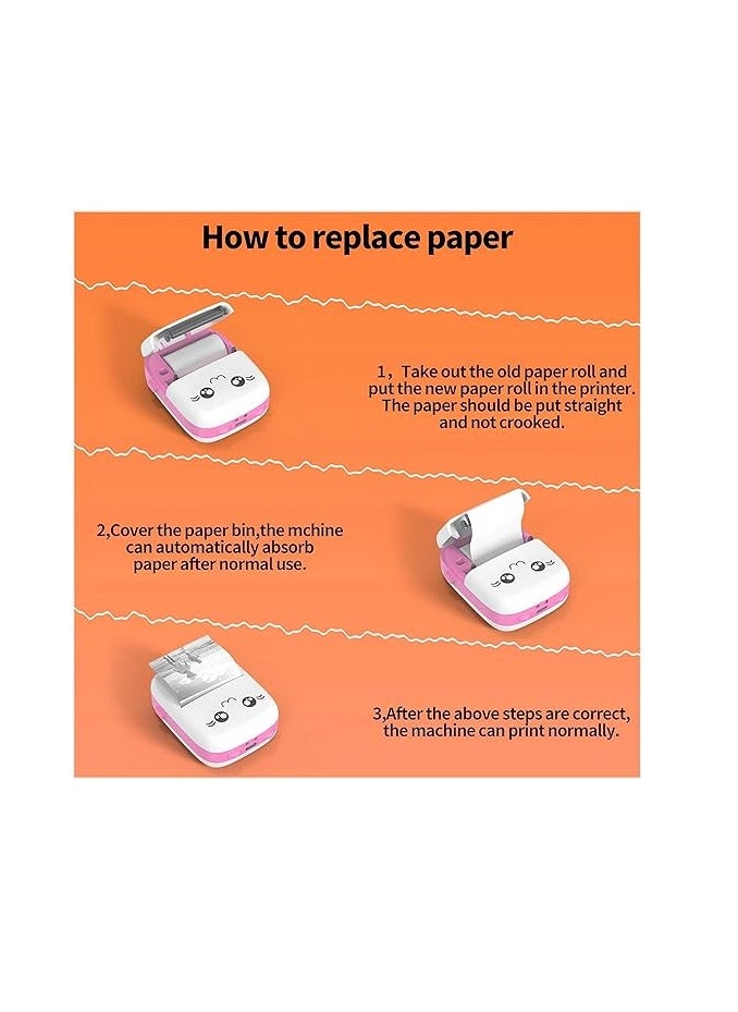 Spaceshoop Portable Mini Printer, Mini Pocket Printer, Thermal Photo Printer for Scrapbooking Text Memo Notes Office Receipts Printing Inkless Pink  - Image 5