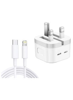 3 Pin Fast Charger 50W USB C to C Power Adapter With USB C To Lightning Cable