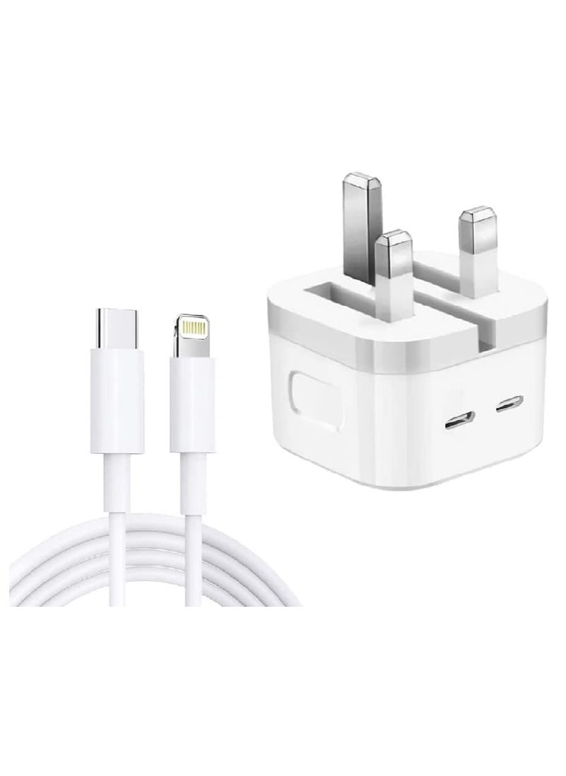 Generic - 3 Pin Fast Charger 50W USB C to C Power Adapter With USB C To Lightning Cable - Image 1