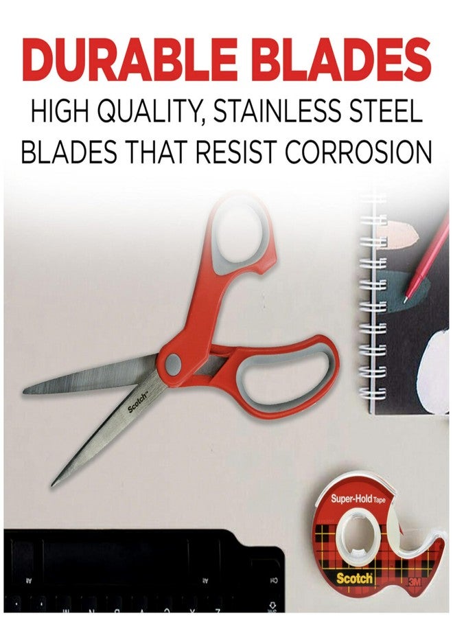 Scotch Multi-Purpose Stainless Steel Scissors, 8 Inches, Red & Gray, Great for Home, School and Office - Image 4