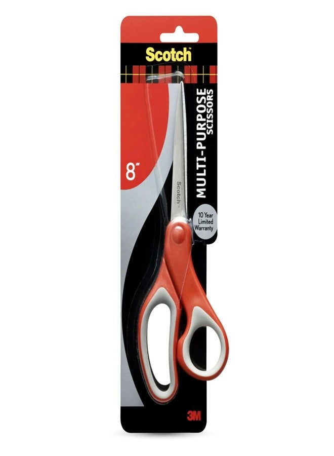 Scotch Multi-Purpose Stainless Steel Scissors, 8 Inches, Red & Gray, Great for Home, School and Office - Image 1