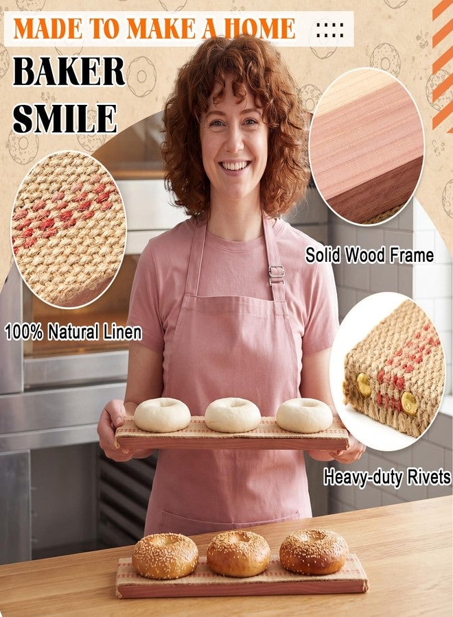 Sliner 3 Pcs Bagel Baking Boards 15.7 x 3.5 x 0.8" Cedar Pine Wood with Burlap Essential Baking Tools Food Grade for Toasting a Beautiful Even Bagel Crust Home Bakers Gift - Image 4