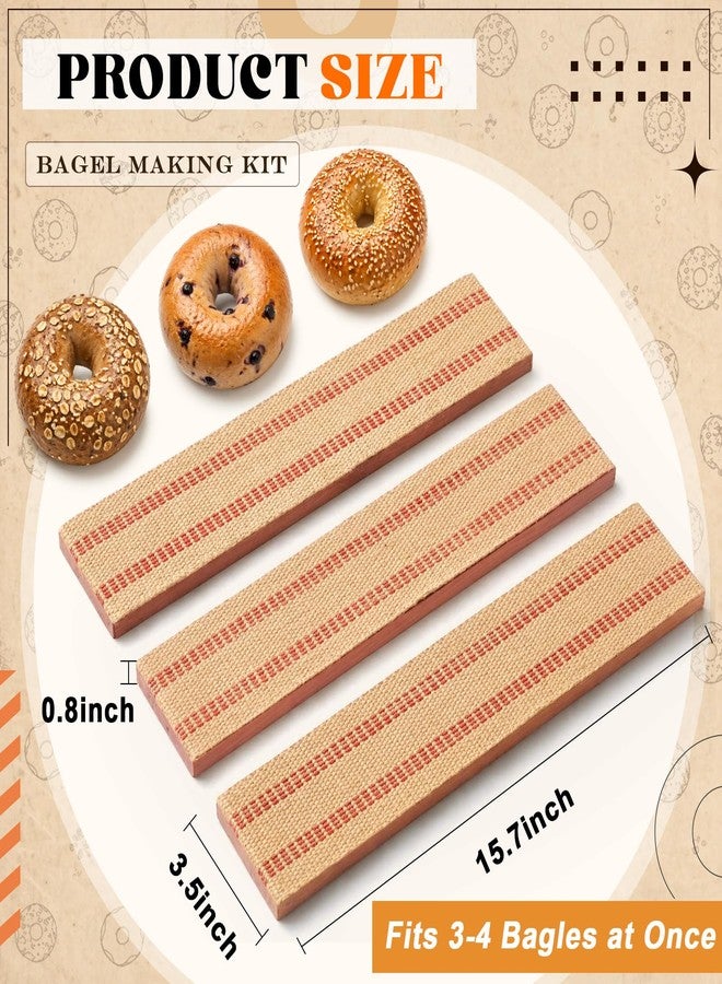 Sliner 3 Pcs Bagel Baking Boards 15.7 x 3.5 x 0.8" Cedar Pine Wood with Burlap Essential Baking Tools Food Grade for Toasting a Beautiful Even Bagel Crust Home Bakers Gift - Image 2