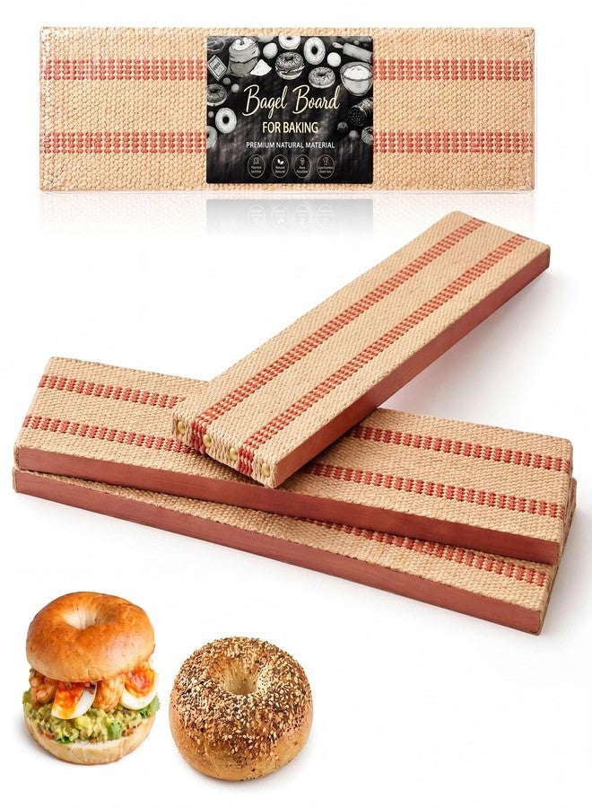 Sliner 3 Pcs Bagel Baking Boards 15.7 x 3.5 x 0.8" Cedar Pine Wood with Burlap Essential Baking Tools Food Grade for Toasting a Beautiful Even Bagel Crust Home Bakers Gift - Image 1