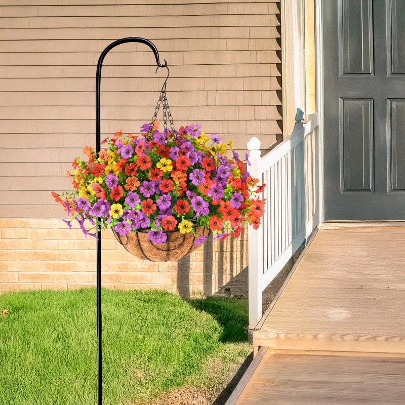 ZFProcess Artificial Faux Hanging Plants Flowers Basket for Spring Summer Outdoor Decoration, Fake Silk Daisy in Planter Realistic UV Resistant Look Real for Porch Home Patio Balcony Yard(Multicolor) - Image 4