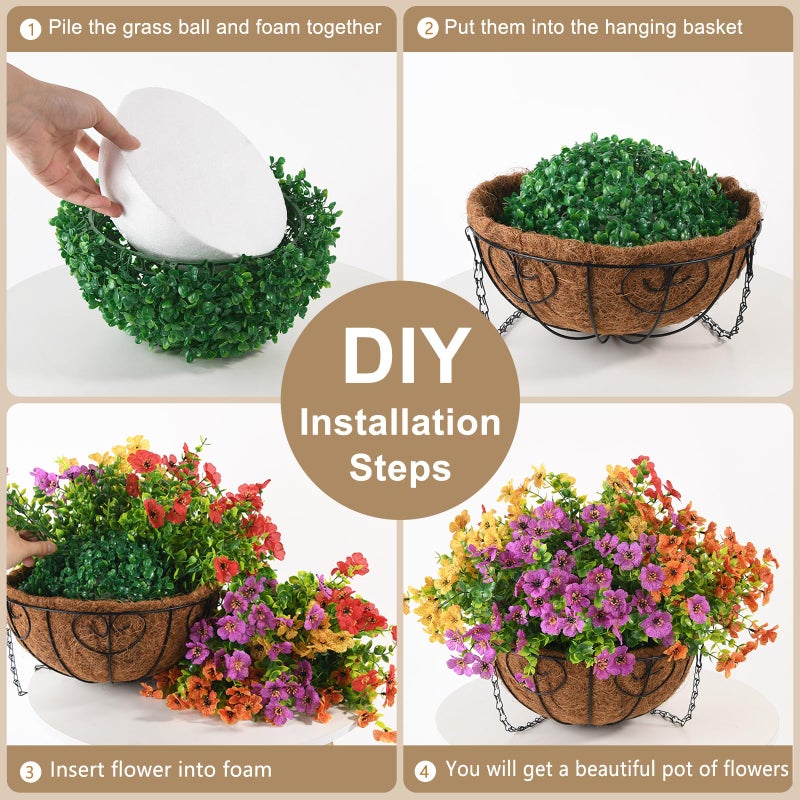 ZFProcess Artificial Faux Hanging Plants Flowers Basket for Spring Summer Outdoor Decoration, Fake Silk Daisy in Planter Realistic UV Resistant Look Real for Porch Home Patio Balcony Yard(Multicolor) - Image 3