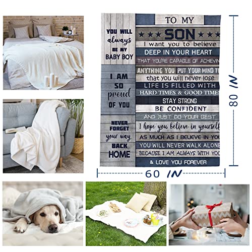 Yamco Son Gifts Blanket - Gifts for Son Throw Blankets 80"x 60" - Valentine Fathers Day Christmas Birthday Wedding Gift from Mom Dad- Graduation Presents for Him - Sons Birthday Gift Ideas - Image 2