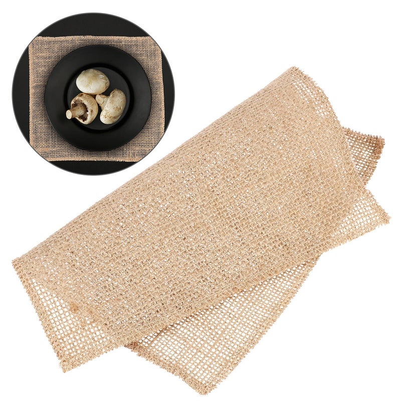 Linen Lace Edge Heat Resistant Placemats Set of 2 for Wedding Banquet Dining Table Decor - Image 4