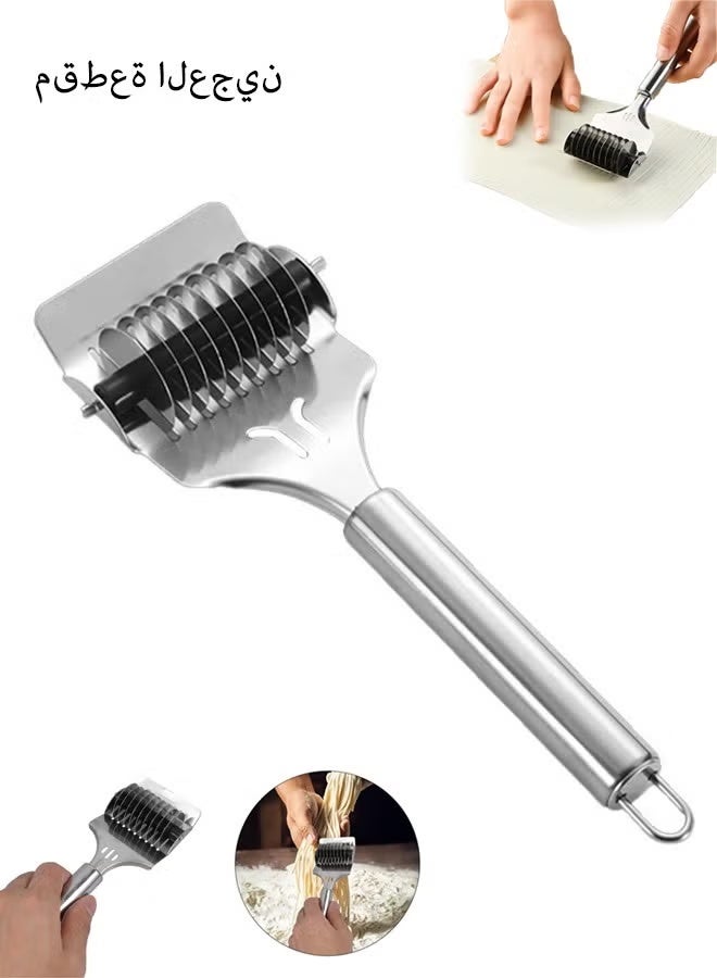 Noodle Cutter, Stainless Steel Noodle Lattice Roller, Dough Cutter Pasta Spaghetti Maker, Handheld Dough Cutter, Noodle Pressing Machine, Noodle Cutter Roller for Kitchen Cooking Tools - Image 1