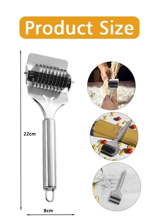 Noodle Cutter, Stainless Steel Noodle Lattice Roller, Dough Cutter Pasta Spaghetti Maker, Handheld Dough Cutter, Noodle Pressing Machine, Noodle Cutter Roller for Kitchen Cooking Tools - Image 2