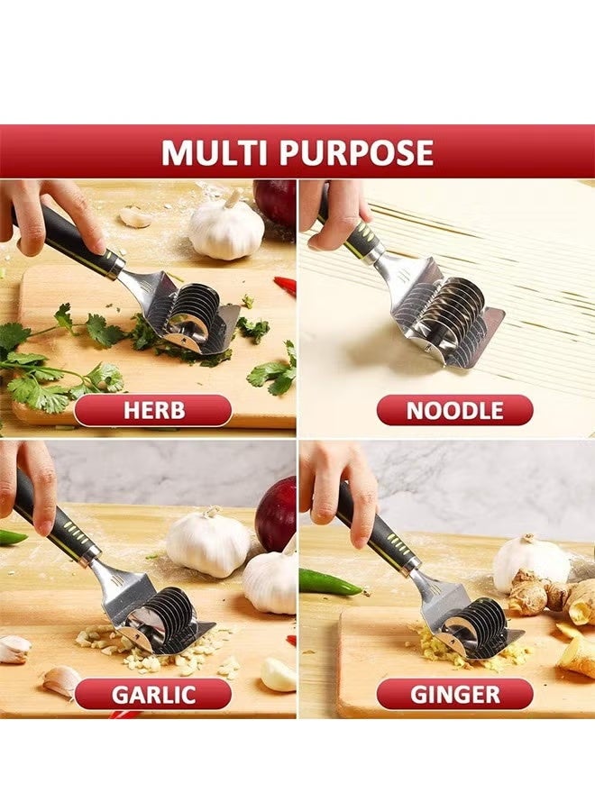 Noodle Cutter, Stainless Steel Noodle Lattice Roller, Dough Cutter Pasta Spaghetti Maker, Handheld Dough Cutter, Noodle Pressing Machine, Noodle Cutter Roller for Kitchen Cooking Tools - Image 5