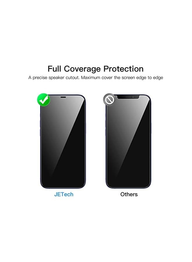 جي تيك واقي شاشة بتغطية كاملة للخصوصية من JETech لهاتف iPhone 12/12 Pro مقاس 6.1 بوصة، طبقة زجاجية مقواة مضادة للتجسس، حافظة حماية من الحافة إلى الحافة، عبوتان - Image 4