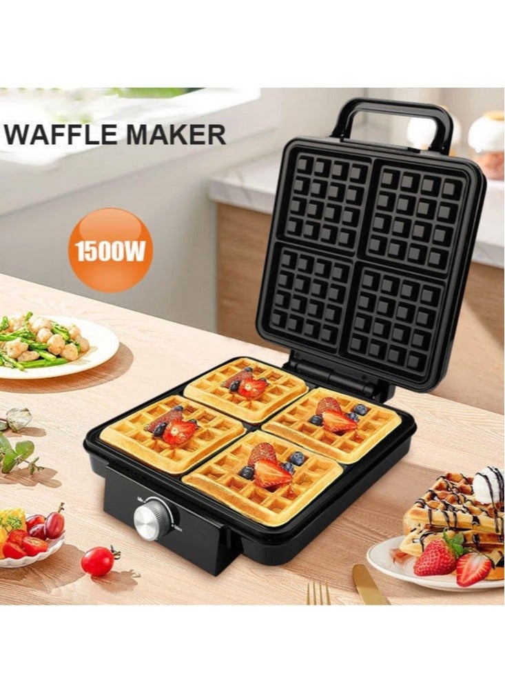 RAF 1500w Electric Waffle Makers Non- stick Coating Home Use 4 Slice - Image 1