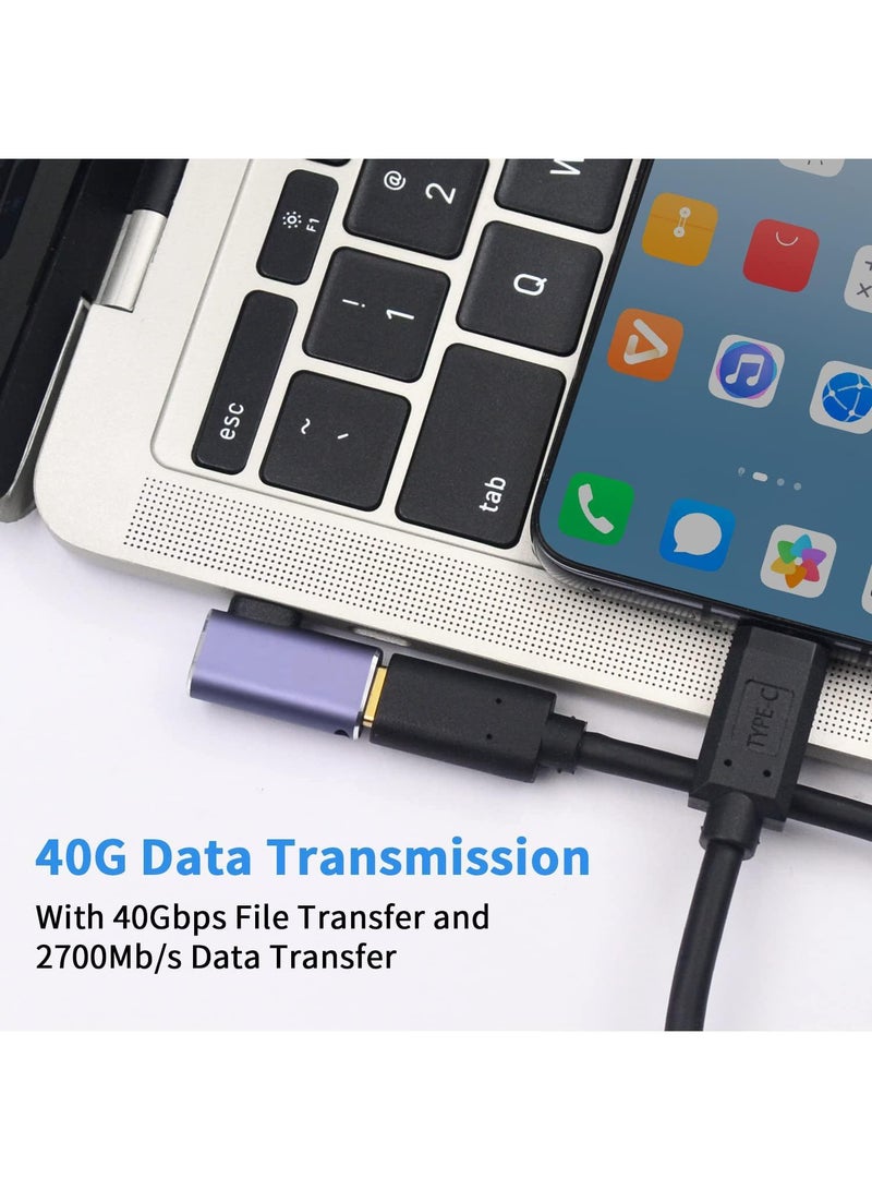 Sweet seven محول USB C بزاوية 90 درجة 2 قطع USB C ذكر إلى أنثى موصل بزاوية 90 درجة مع 40 جيجابت في الثانية PD 100 واط 8K 60 هرتز فيديو شحن متوافق مع Thunderbolt 4 MacBook Pro/Air والمزيد من أجهزة Type C (انحناء جانبي) - Image 5