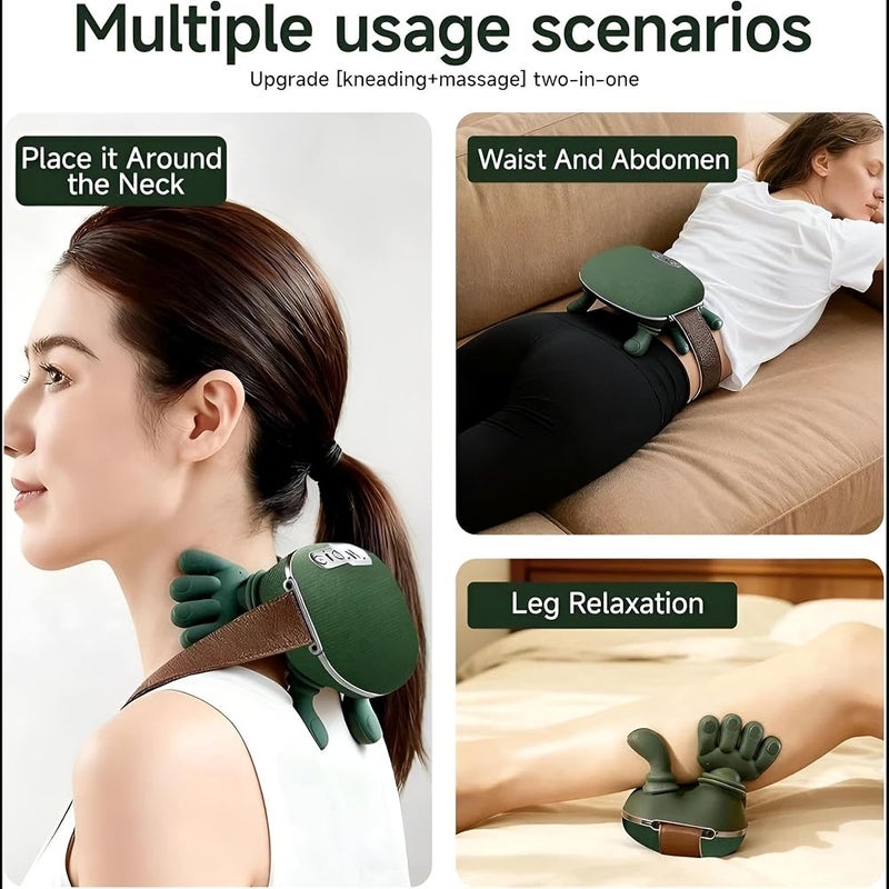 بوسيديان Shiatsu Neck & Back Massager with Heat – Deep مناديل Shoulder Massage وسادة for Muscle Pain Relief, Rechargeable Human Hand Kneading Massager with 3 Adjustable Speed Modes - Image 5