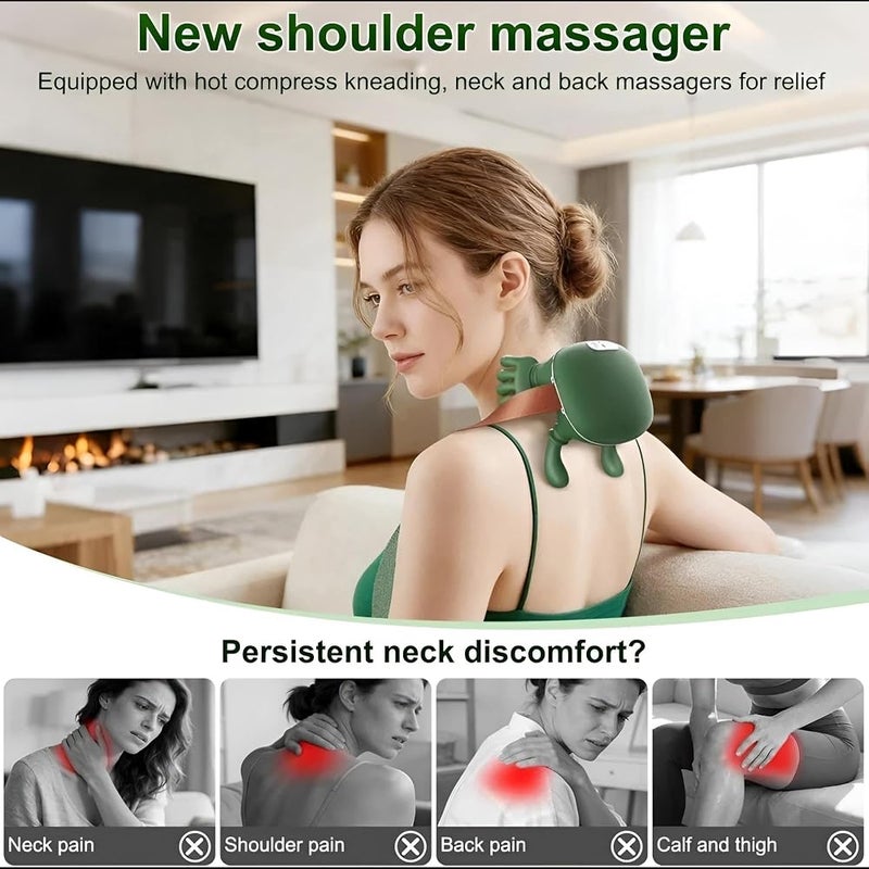 بوسيديان Shiatsu Neck & Back Massager with Heat – Deep مناديل Shoulder Massage وسادة for Muscle Pain Relief, Rechargeable Human Hand Kneading Massager with 3 Adjustable Speed Modes - Image 3