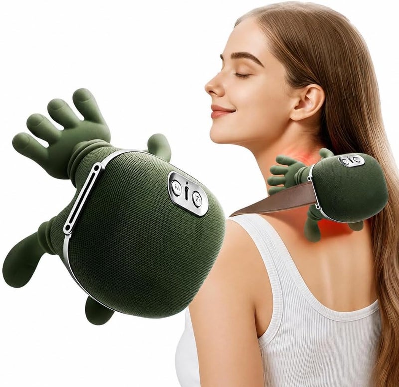بوسيديان Shiatsu Neck & Back Massager with Heat – Deep مناديل Shoulder Massage وسادة for Muscle Pain Relief, Rechargeable Human Hand Kneading Massager with 3 Adjustable Speed Modes - Image 1