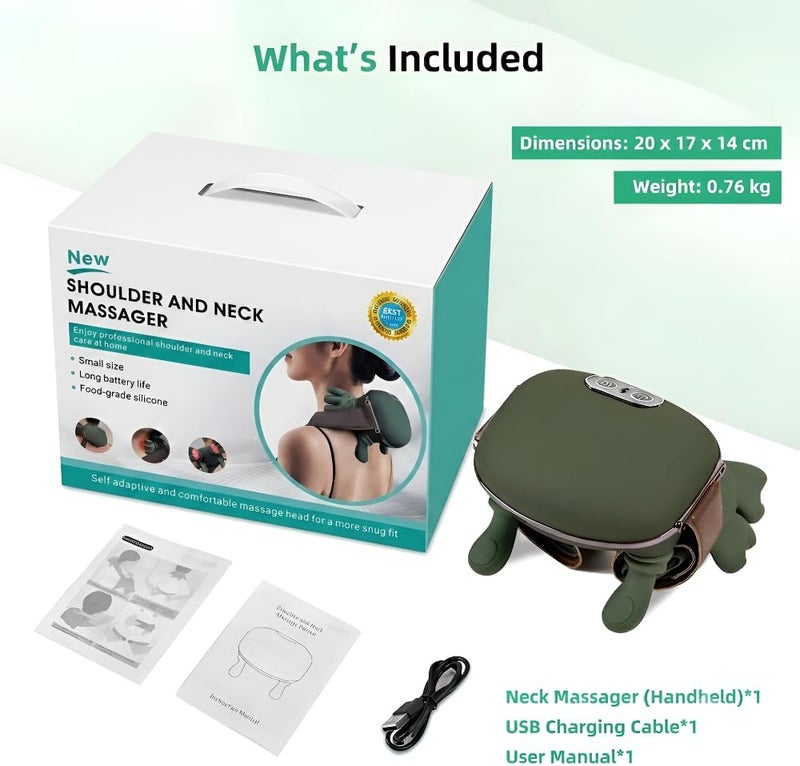 بوسيديان Shiatsu Neck & Back Massager with Heat – Deep مناديل Shoulder Massage وسادة for Muscle Pain Relief, Rechargeable Human Hand Kneading Massager with 3 Adjustable Speed Modes - Image 2