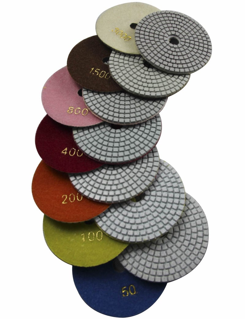 Konfor 7 Pcs Wet 4 Diamond Polishing Pads Set for Granite Marble Concrete Stone Polish