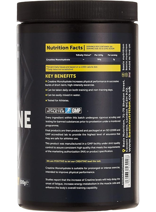 Basix Performance Pure Creatine Unflavored Supplement 500g