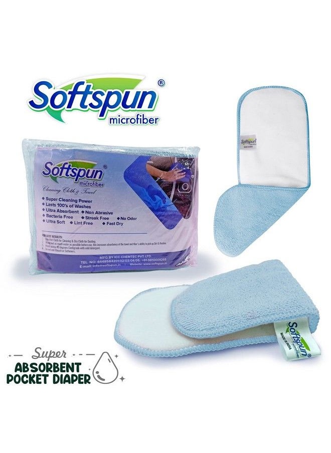 SOFTSPUN - Microfiber 4 Layer Baby Diaper Inserts For Cloth Diaper Pocket Diaper Set Of 4 Large Age 4 30 Months Washable Reusable Ultra Absorbent Super Soft & Comfortable For Babies. - Image 1