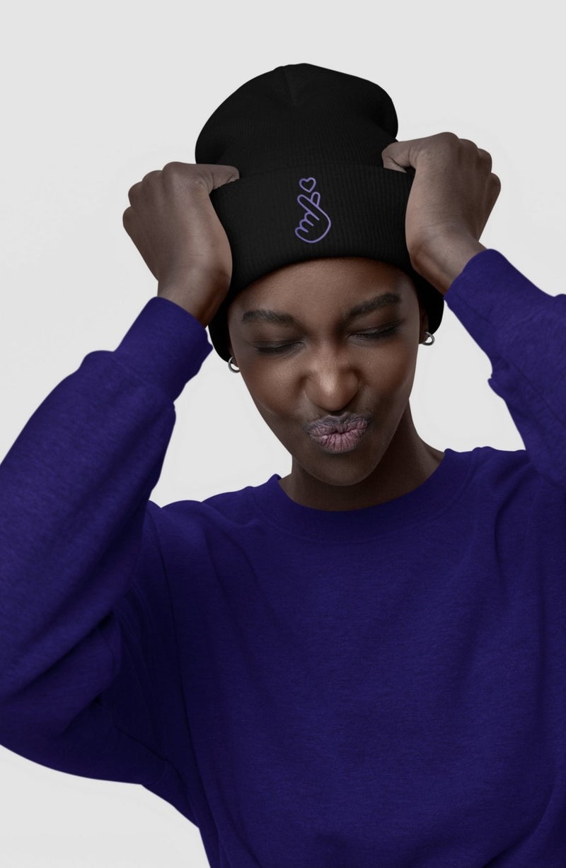 Fuddy Moda Bts Printed Outdoor Foldable Beanie, K Pop Sign Printed Camisole Winter Hat  - Image 1