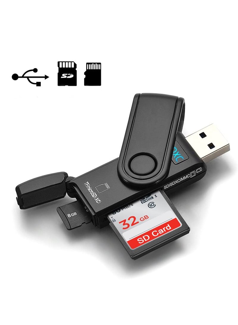 USB 3.0 SD Card Reader & Micro Memory Card Adapter with Cap for TF/Micro SDXC/SD/SDHC/UHS-I Cards - Compatible with Windows, macOS, and Android Devices. - Image 1