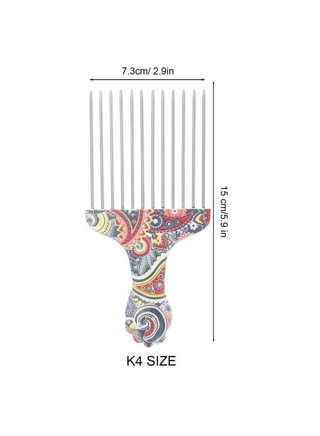 Ymiko Hair Pick Afro Pick For Hair Hair Pick Comb Professional Afro Stainless Steel Detangle Hair Pick Comb For Curly Hair Styling Metal Hair Pick(Waist Flower K4) - Image 5