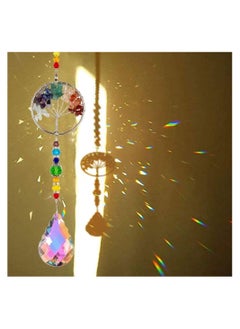 Excefore Chakra Healing Crystal Stone Sun Catchers for Windows, Tree of Life Tandem Natural Quartz Gemstone Pendant Rainbow Maker Suncatcher, Spiritual Gifts for Women  - Image 2