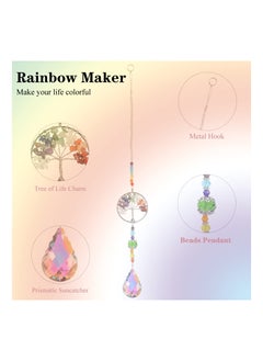 Excefore Chakra Healing Crystal Stone Sun Catchers for Windows, Tree of Life Tandem Natural Quartz Gemstone Pendant Rainbow Maker Suncatcher, Spiritual Gifts for Women  - Image 3