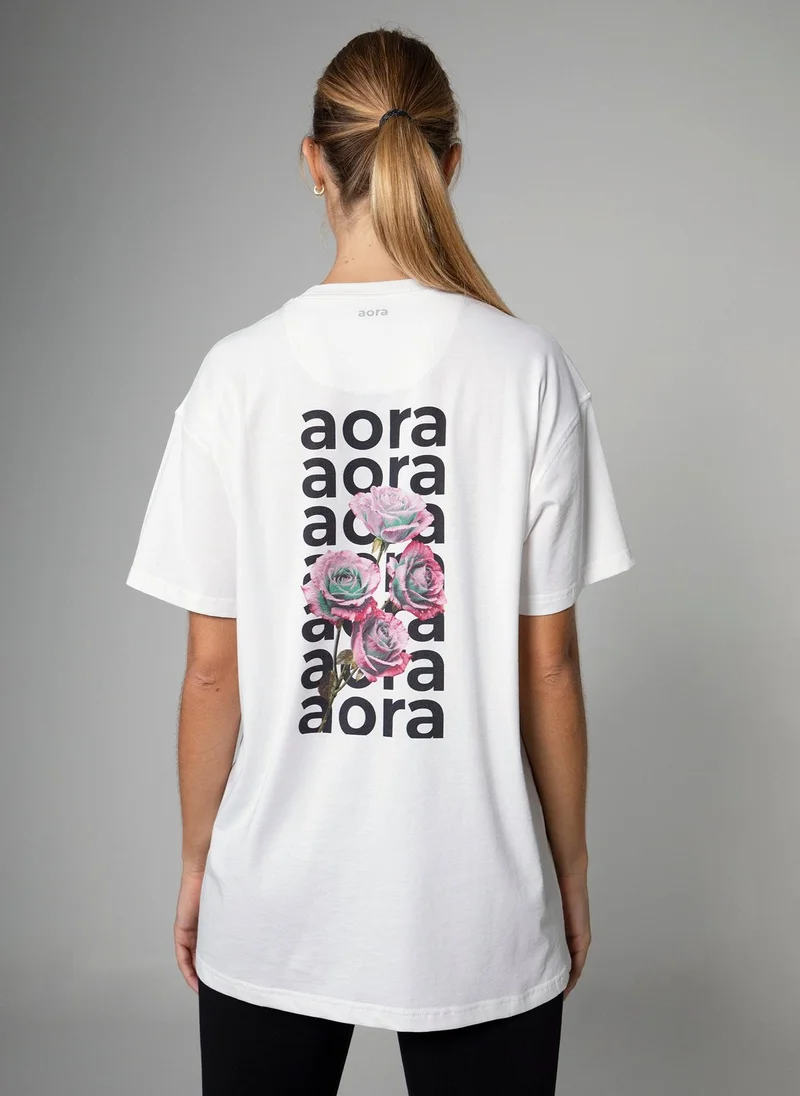 Aora Aora Unisex Season Graphic T-shirt – Lightweight Cotton, Nature-Inspired Print, Relaxed Fit – White (V12 Edition)