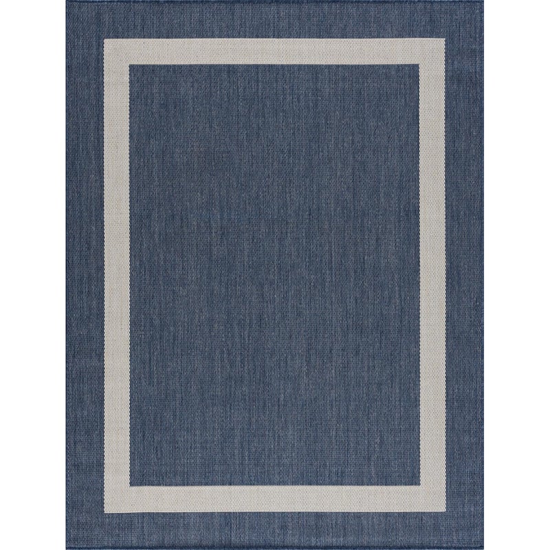 CAMILSON Outdoor Rug 8x10, Modern Outside Rugs for Patios Porches Waterproof Durable Washable Non-Shedding, Easy-to-Clean Indoor Outdoor Area Carpet (8 x 10, Bordered - Blue/White) - Image 2