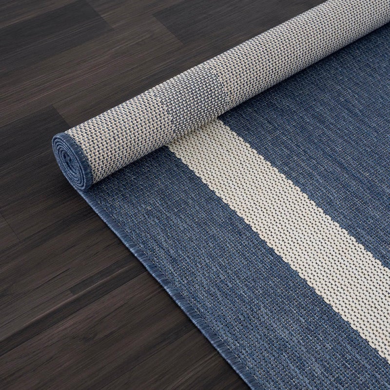 CAMILSON Outdoor Rug 8x10, Modern Outside Rugs for Patios Porches Waterproof Durable Washable Non-Shedding, Easy-to-Clean Indoor Outdoor Area Carpet (8 x 10, Bordered - Blue/White) - Image 5