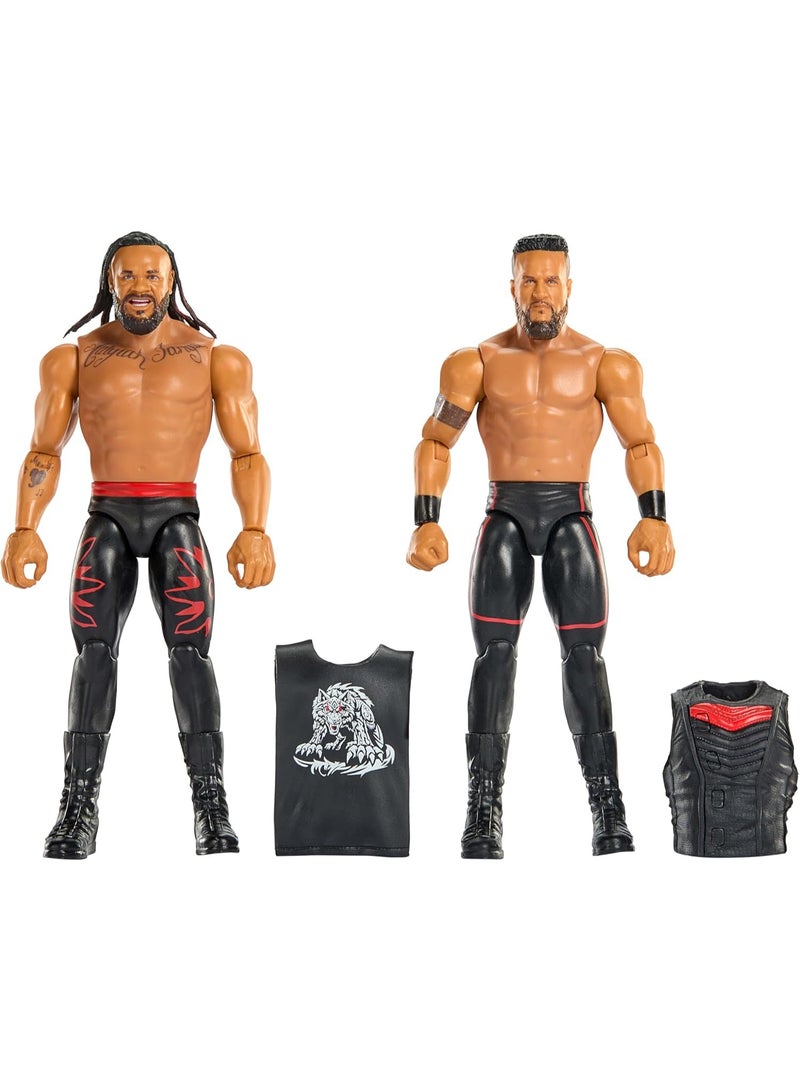 ماتيل جيمز مجموعة شخصيات WWE Main Event Showdown المكونة من قطعتين مع ملحق، سلسلة رقم 24، مجموعة تاما تونغا وجاكوب فاتو القابلة للتجميع، 6 بوصات - Image 1