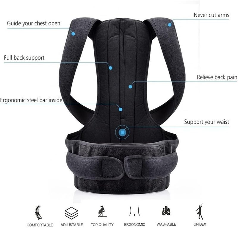 Corrector Back Brace Clavicle Support Stop slouching and hunching Adjustable Back Trainer Unisex(Blue,X-Large) - Image 2