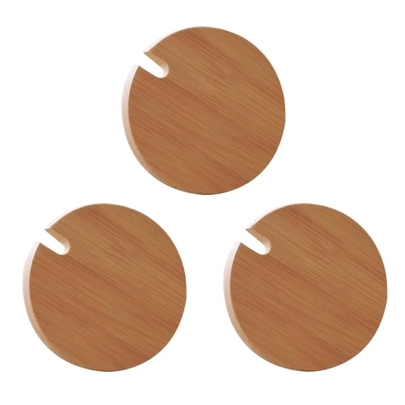 Natural Wooden Mug Lid with Spoon Hole 3 Pack Easy to Clean Keeps Drinks Warm - Image 2