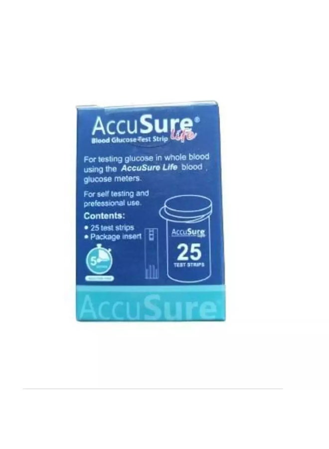 AccuSure أككيور لايف جهاز قياس نسبة السكر في الدم | مع 25 شريط اختبار - Image 4