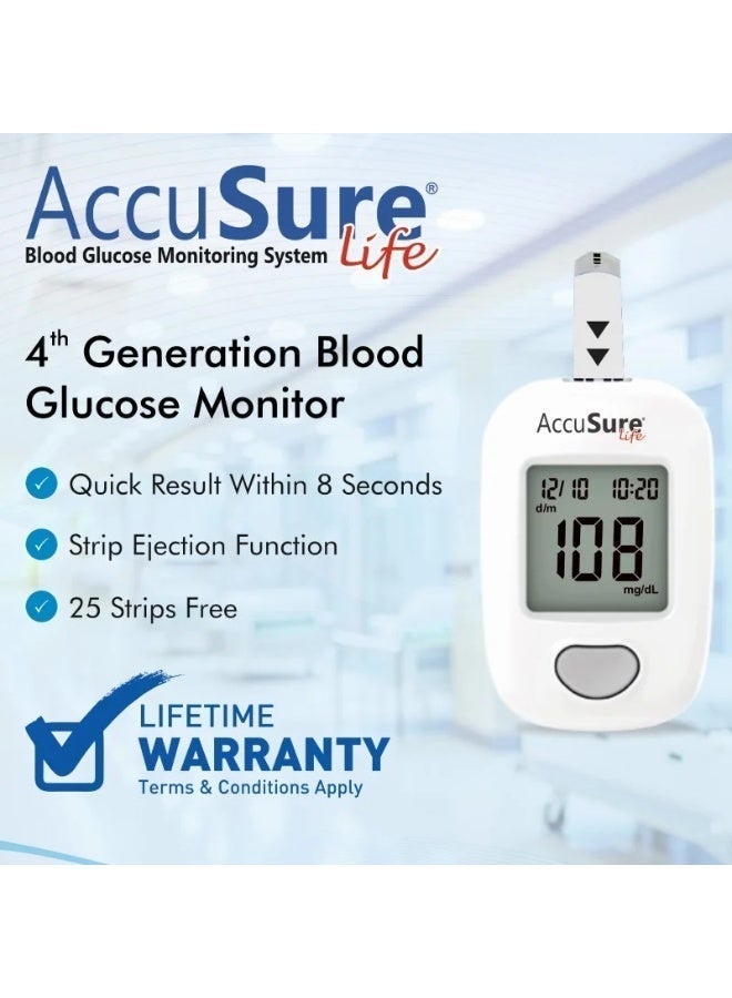 Accusure Life Blood Glucose Metre | With 25 Test Strips - Image 3