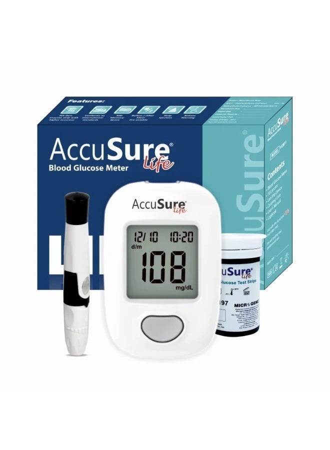 Accusure Life Blood Glucose Metre | With 25 Test Strips - Image 1