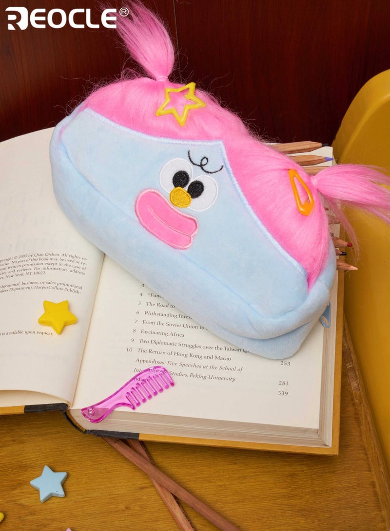 ريوكل حافظة أقلام رصاص للأطفال بتصميم كرتوني فاخر مع تفاصيل زخرفية ثلاثية الأبعاد منظم واسع وممتع للقرطاسية اليومية والأغراض الصغيرة أثناء التنقل - Image 1