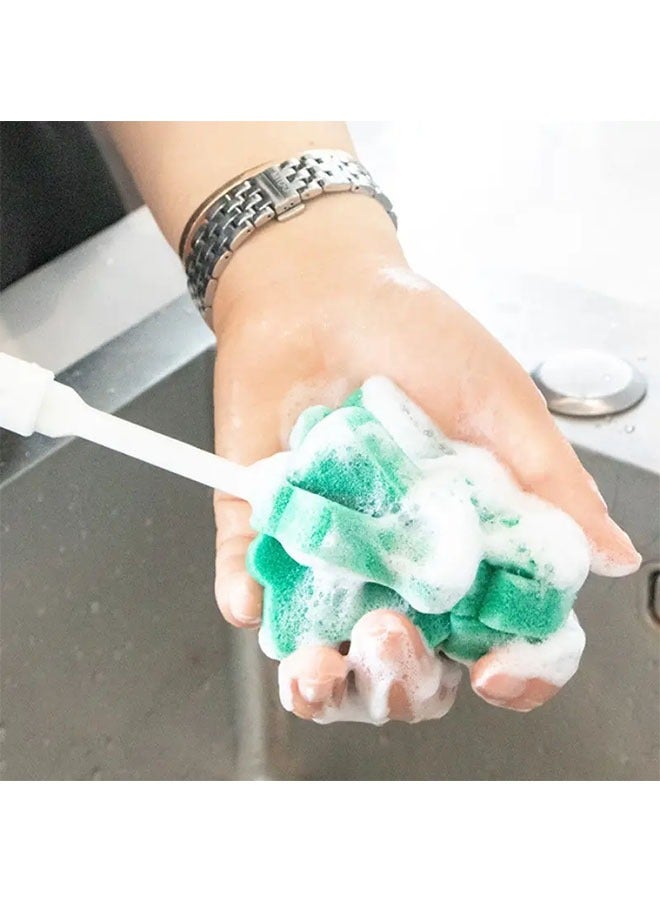 2 Pack Sponge Head Cleaning Brush, Green Tree Shape baby bottle brush with Plastic Long Handle, Soft Dishwashing Foam Cleaning Brushes for Cups Bottles, Dish Brushes with Handle (green) - Image 4