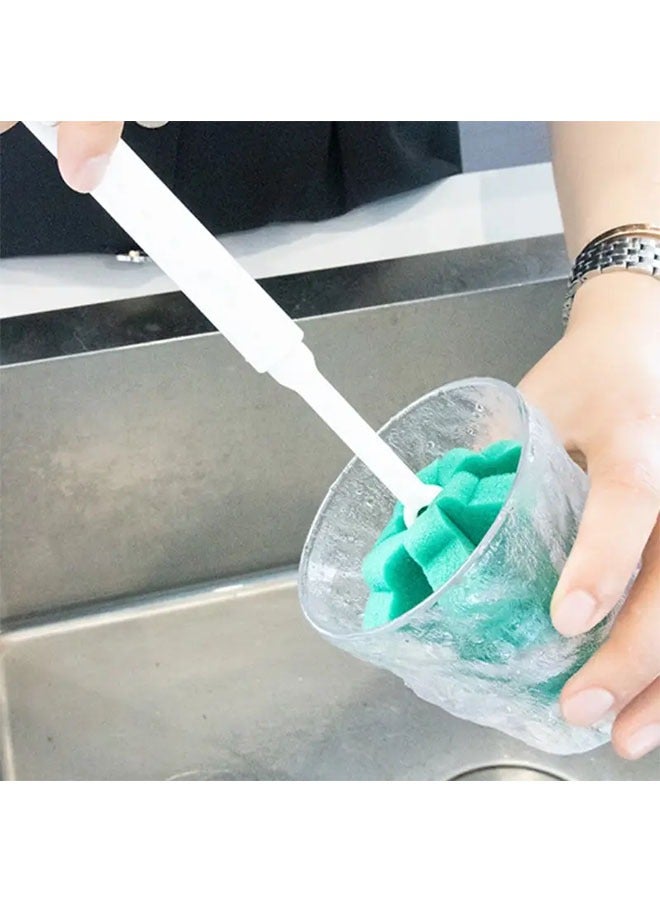 2 Pack Sponge Head Cleaning Brush, Green Tree Shape baby bottle brush with Plastic Long Handle, Soft Dishwashing Foam Cleaning Brushes for Cups Bottles, Dish Brushes with Handle (green) - Image 2
