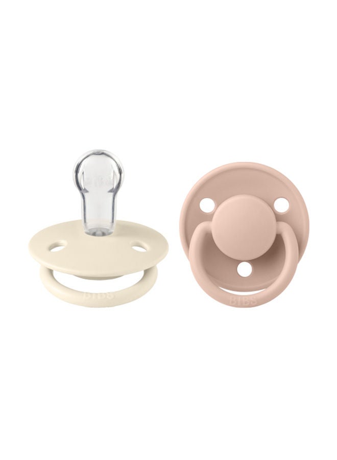 BIBS Pack of 2 De Lux Soother Bpa Free Dummy Pacifier, Round Silicone, Onesize (0 - 36 Months ) - Ivory And Baby Pink