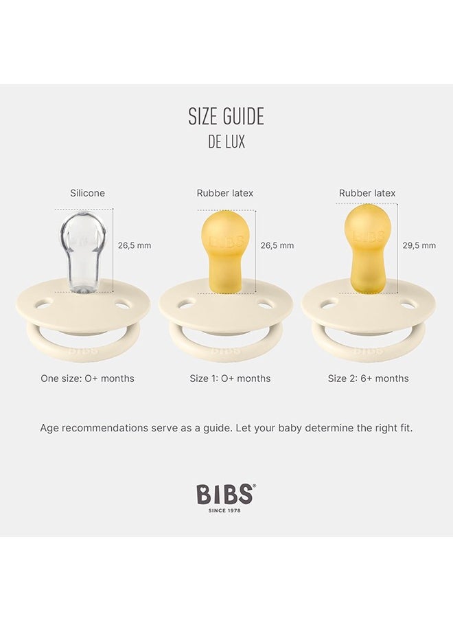 BIBS Pack of 2 De Lux Soother Bpa Free Dummy Pacifier, Round Silicone, Onesize (0 - 36 Months ) - Ivory And Baby Pink  - Image 2