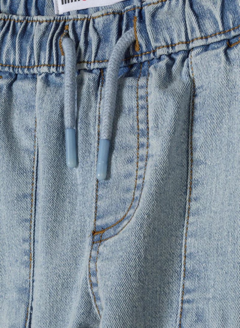 MINOTI Kids' Pull-On Denim Cargo Trousers with Utility Pockets - Image 4