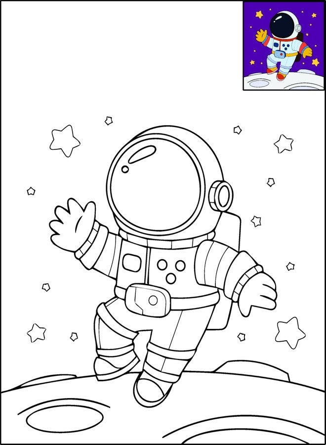 The Seven Colours Do it Yourself Canvas Painting Kit | Outlined Canvas Painting Board for Kids, Adults, and Couples | Perfect for Birthdays, Functions (8 by 10 inches) (Astronaut) - Image 1