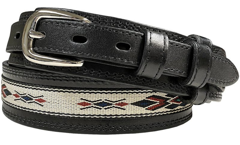 Belts.com 10569 Genuine Full Grain Leather Southwestern Woven Diamond Pattern Cloth Ranger Belt (Black, 38) - Image 1