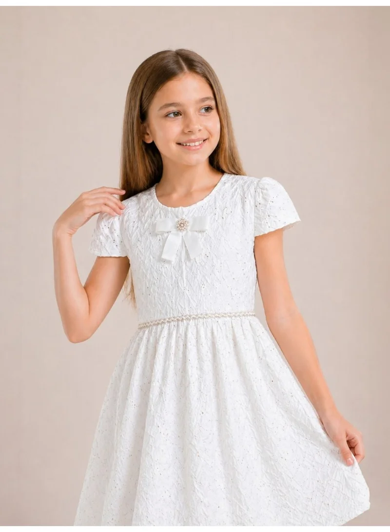 Victor And Jane  Textured Bow Dress for Women | Best Price UAE